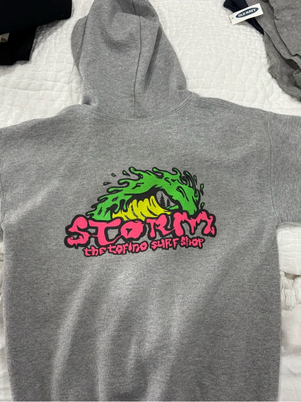 Grey large storm Torino surf shop hoodie